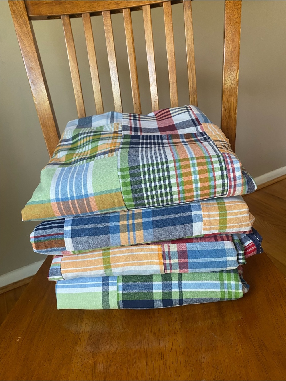 Pottery Barn Kids Multicolor Madras Plaid Blackout Curtain Panels- set of 3